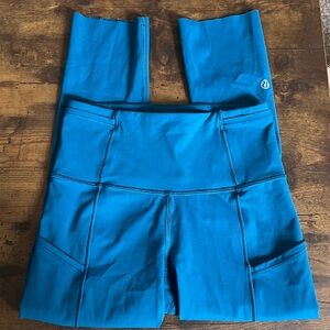 teal lululemon fast & free cropped leggings